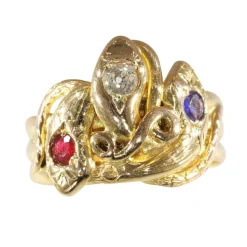 Bague Serpent Victorienne : Un Trio Symbolique en Or