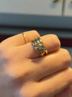 Bague serpent victorienne en or jaune avec diamant