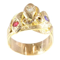 Bague Serpent Victorienne : Un Trio Symbolique en Or