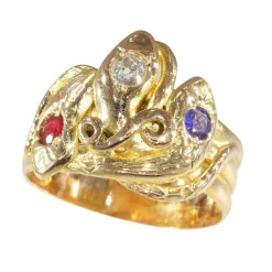 Bague Serpent Victorienne : Un Trio Symbolique en Or