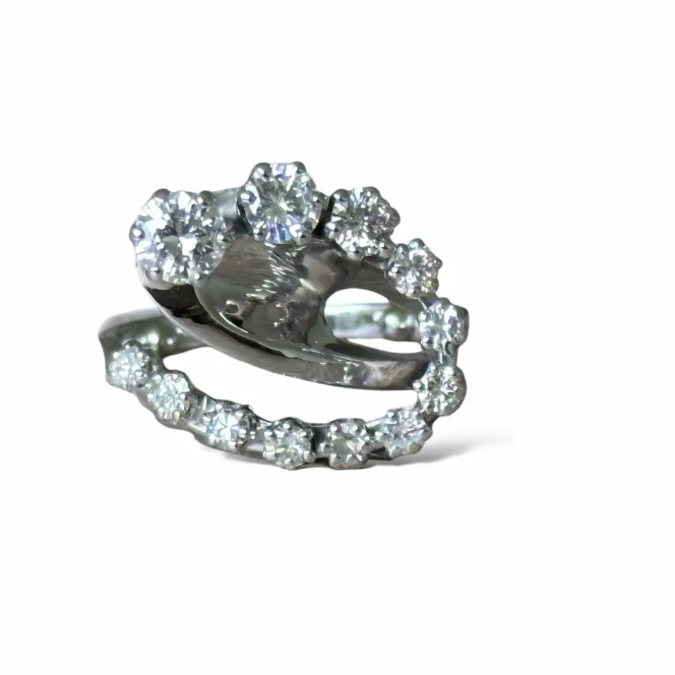 Bague serpentine or blanc diamants