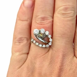 Bague serpentine or blanc diamants