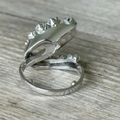 Bague serpentine or blanc diamants