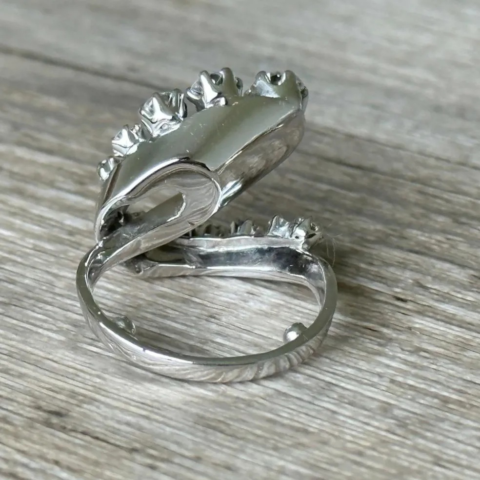 Bague serpentine or blanc diamants