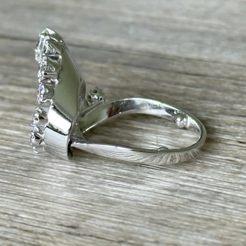 Bague serpentine or blanc diamants