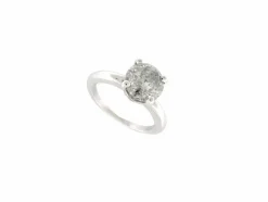 bague sertie d'un diamant solitaire 2ct or blanc 18k 5gr