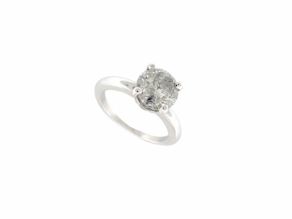 bague sertie d'un diamant solitaire 2ct or blanc 18k 5gr