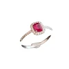 Bague sertie d'un Rubis, entourage Diamants