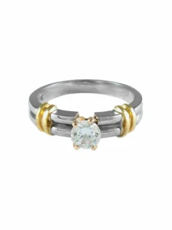 BAGUE SOLITAIRE DEUX ORS & DIAMANTS