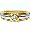 Bague solitaire 2 ors 18 carats et diamants