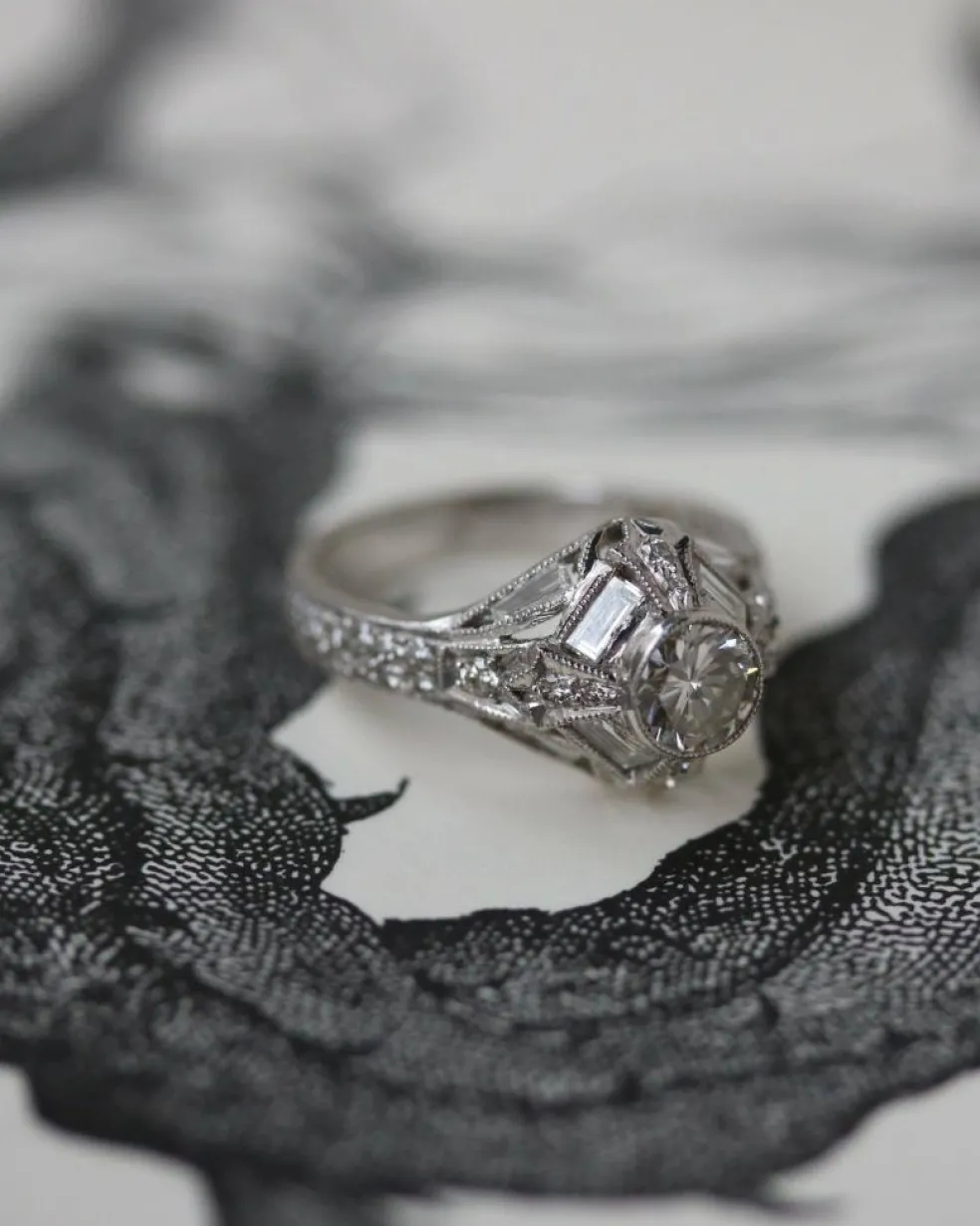 Bague Solitaire Art Déco Diamants