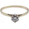 Bague solitaire art déco or blanc ornée d'un diamant taille brillant