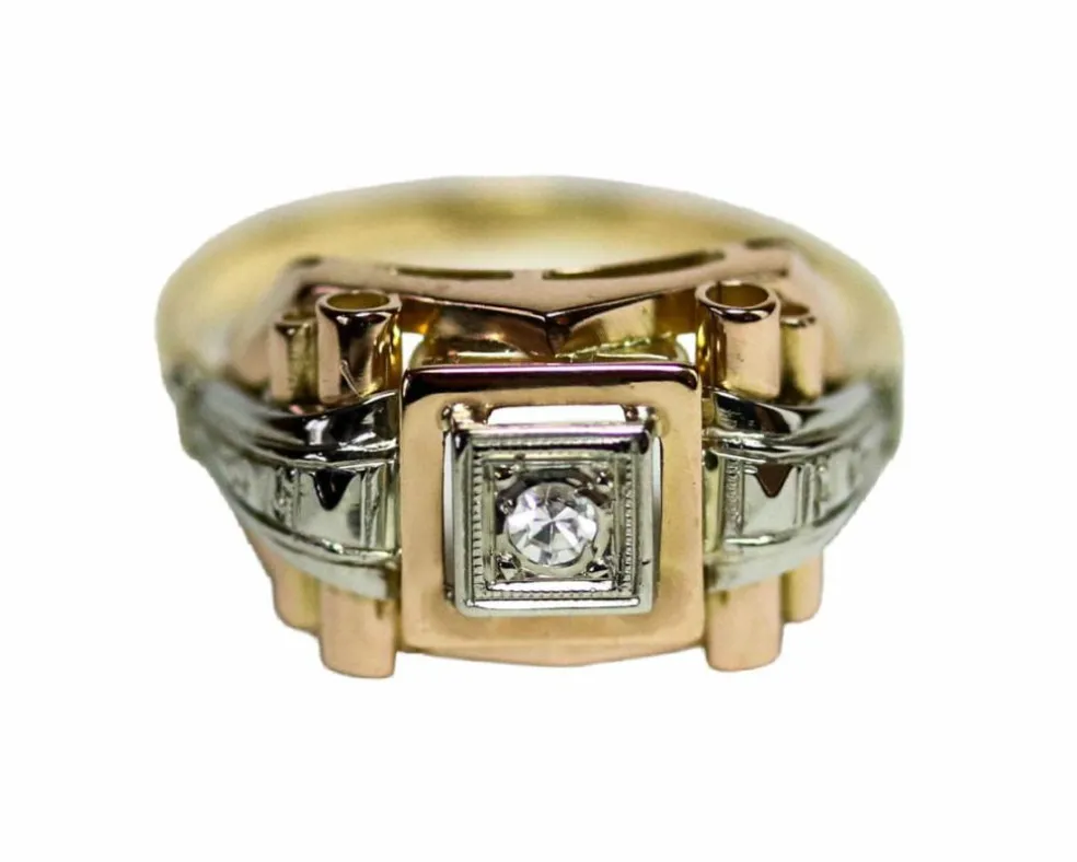 Bague Solitaire Art Déco Ors et Diamant