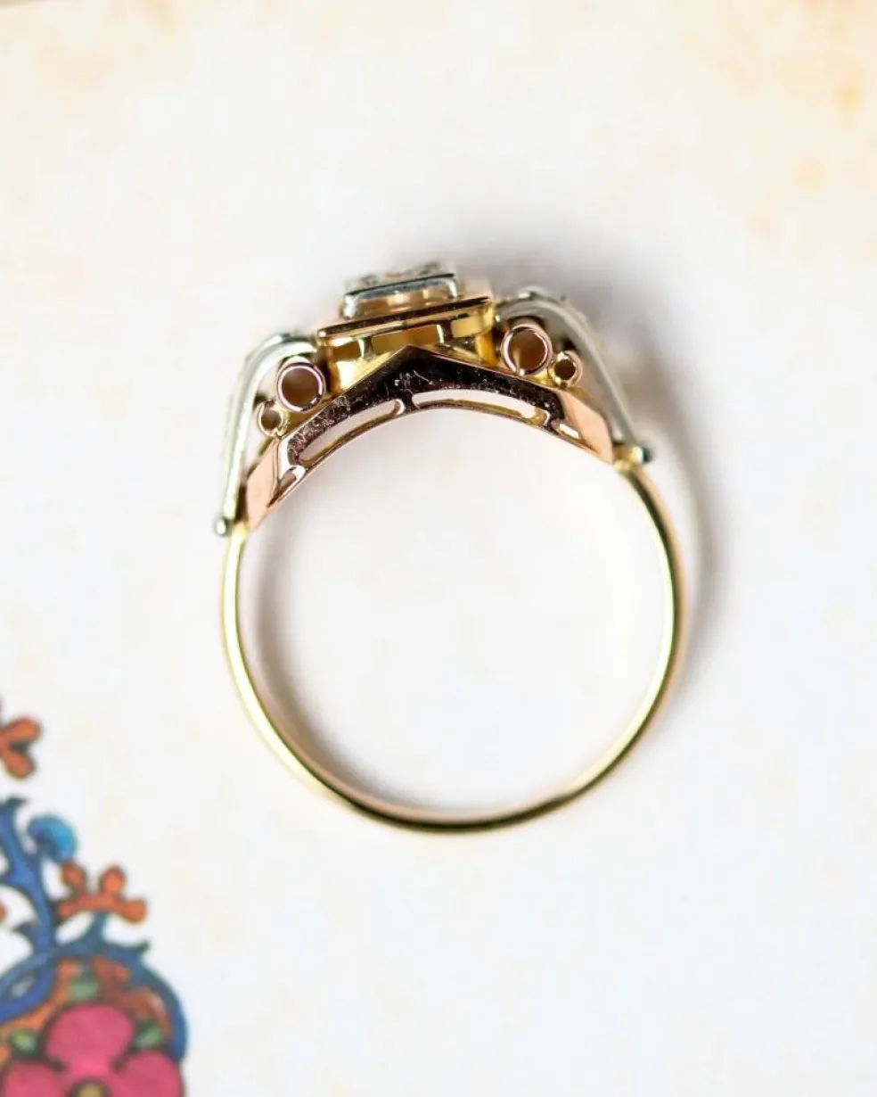 Bague Solitaire Art Déco Ors et Diamant