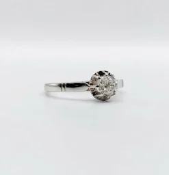 Bague solitaire Art Déco or blanc et platine, diamant (circa 1930)