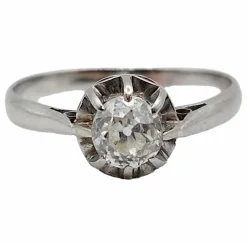 Bague solitaire Art Déco Platine diamant taille ancienne (circa 1920)