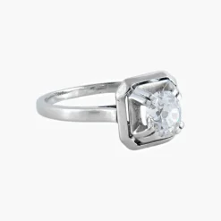 BAGUE SOLITAIRE ART DÉCO PLATINE & DIAMANT