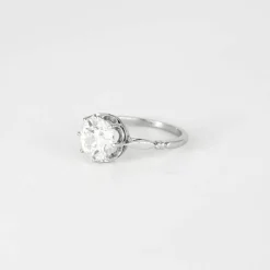 Bague solitaire Art Déco platine diamant 2ct