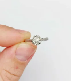 Bague solitaire Art Déco Platine diamant taille ancienne (circa 1920)