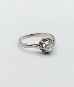 Bague solitaire Art Déco Platine diamant taille ancienne (circa 1920)