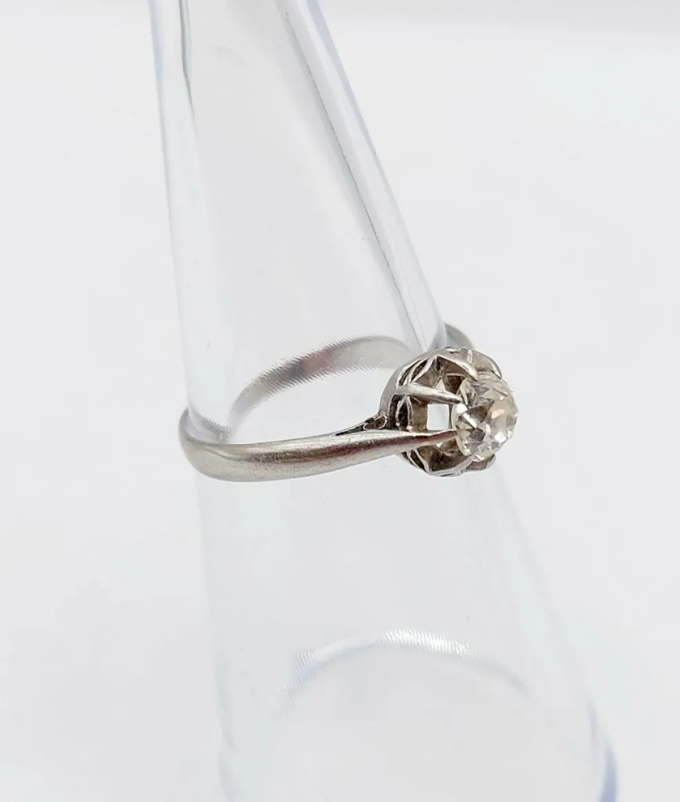 Bague solitaire Art Déco Platine diamant taille ancienne (circa 1920)