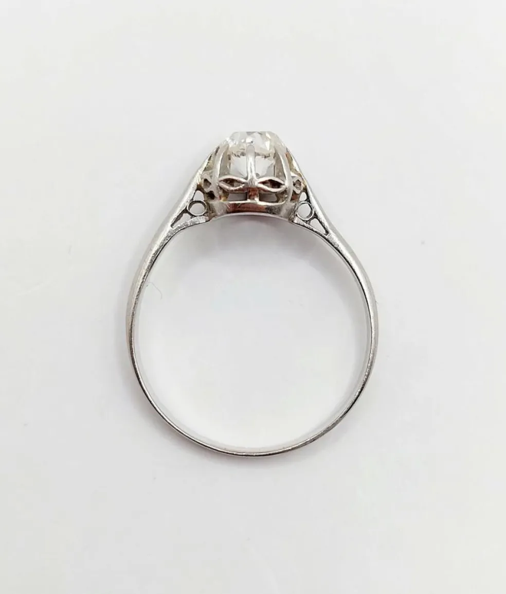 Bague solitaire Art Déco Platine diamant taille ancienne (circa 1920)