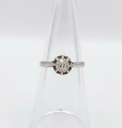 Bague solitaire Art Déco Platine diamant taille ancienne (circa 1920)