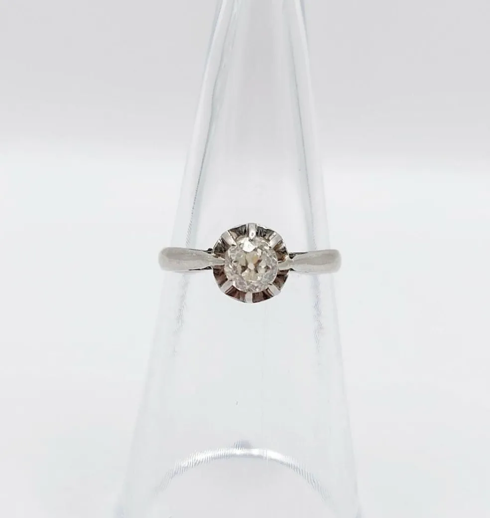 Bague solitaire Art Déco Platine diamant taille ancienne (circa 1920)