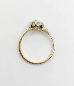 Bague solitaire art deco or jaune diamant taille ancienne