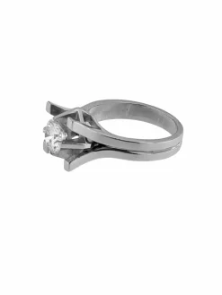 Bague solitaire certifiée HRD en palladium et diamant
