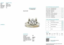 Bague solitaire certifiée HRD en palladium et diamant