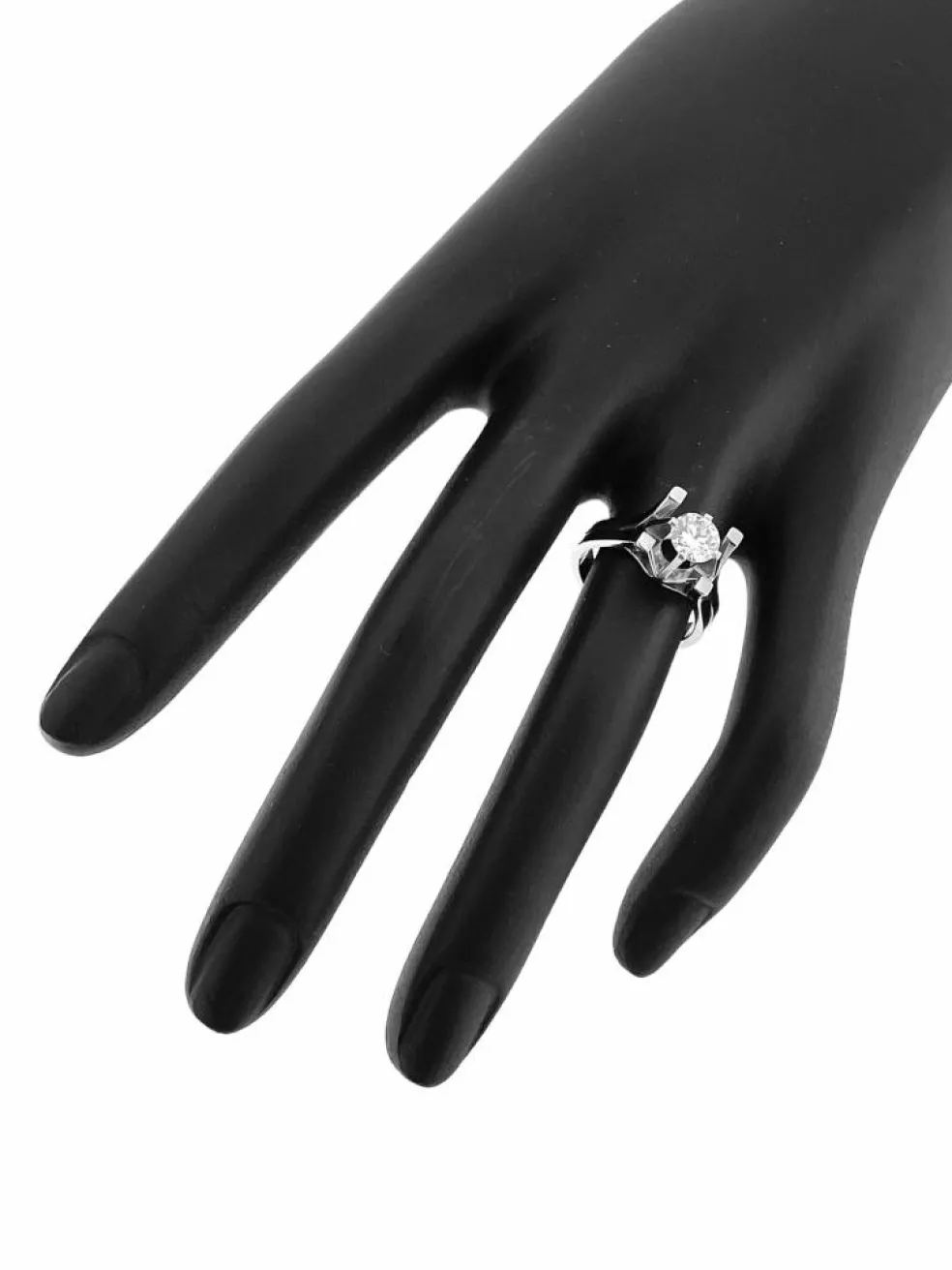 Bague solitaire certifiée HRD en palladium et diamant