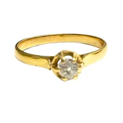 Bague solitaire contemporaine or et diamants