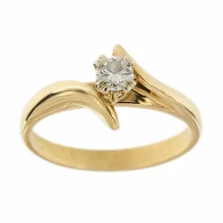 Bague solitaire contrariée avec diamant 0,30 ct
