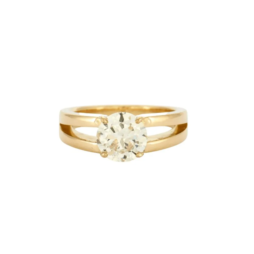 Bague Solitaire Diamant 2 carats or jaune