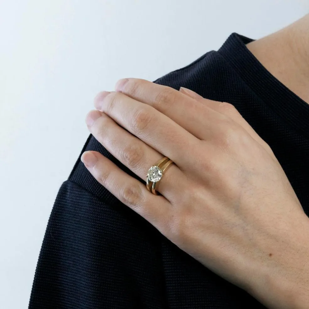 Bague Solitaire Diamant 2 carats or jaune