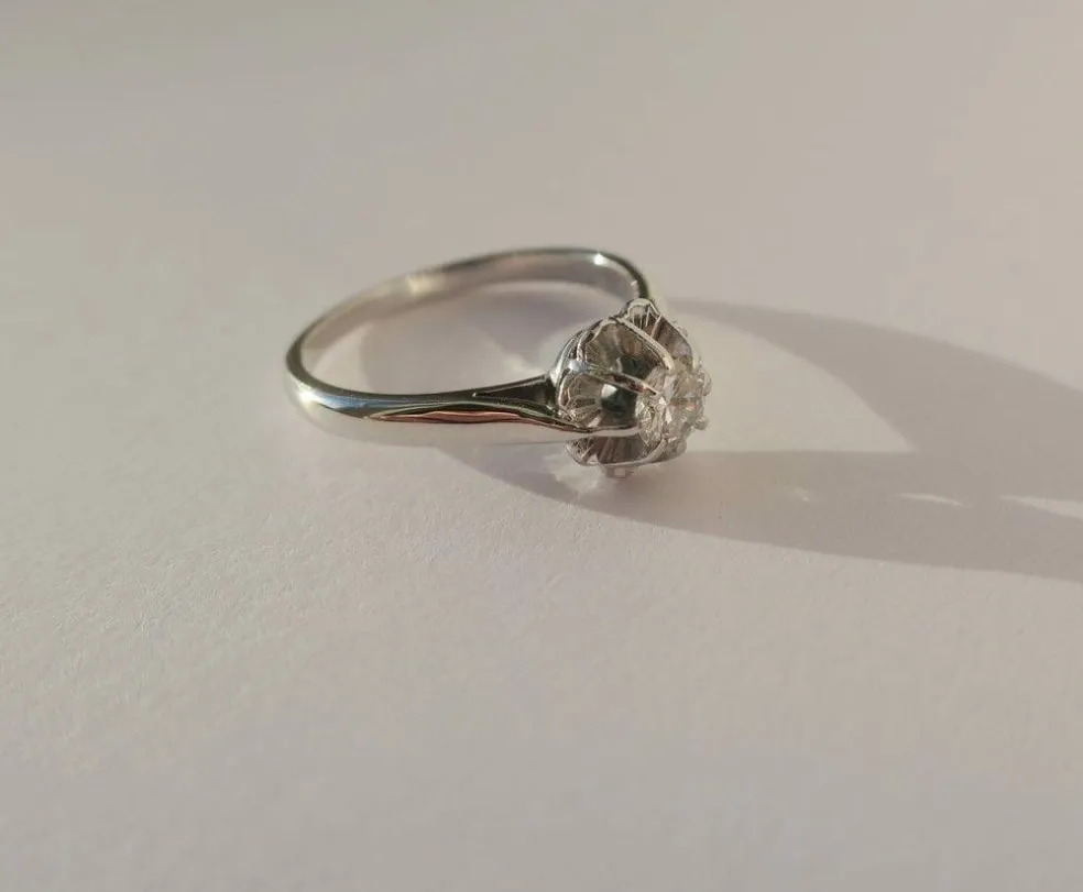 Bague solitaire diamant 0.30ct or blanc platine