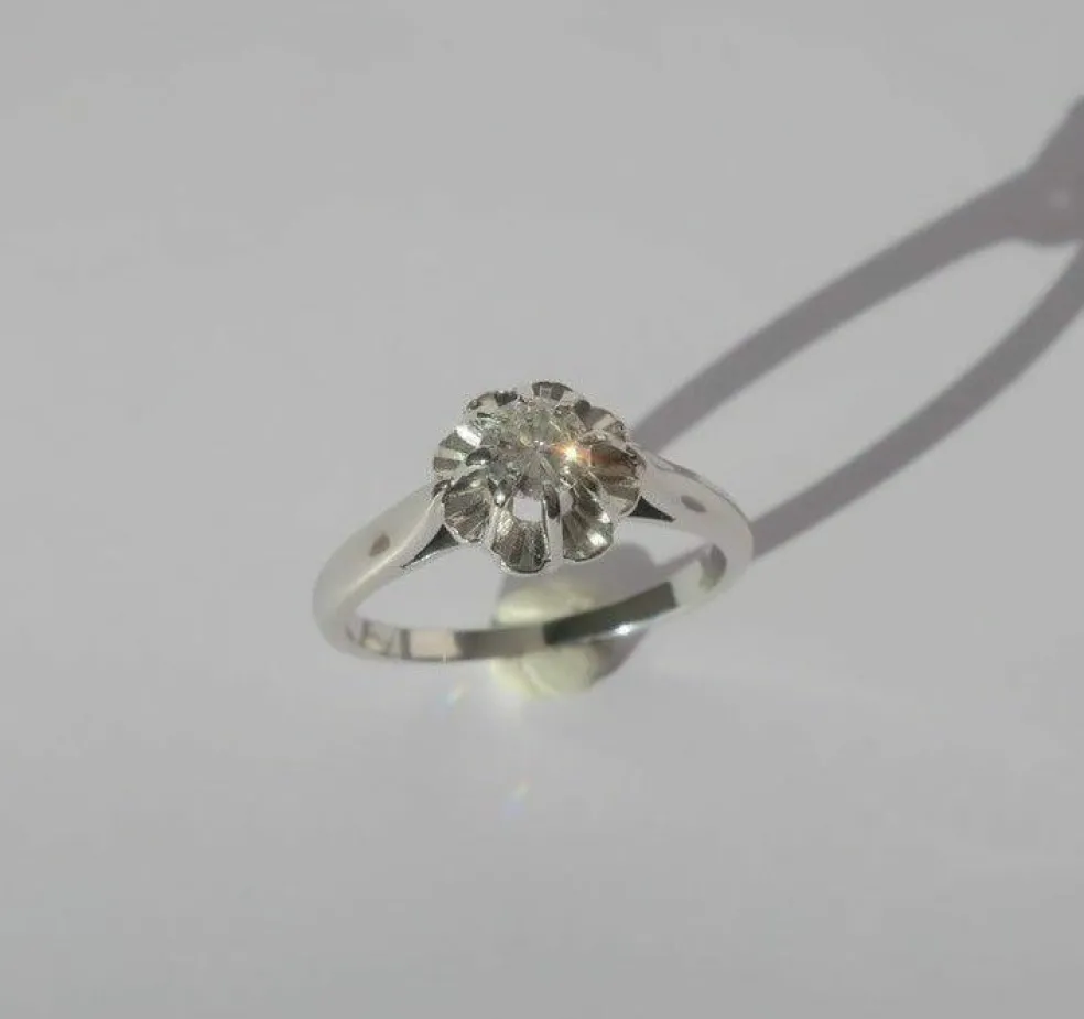 Bague solitaire diamant 0.30ct or blanc platine