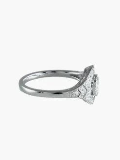Bague Solitaire Diamant entouré pavage de brillants