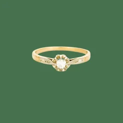 Bague solitaire diamant or jaune et blanc