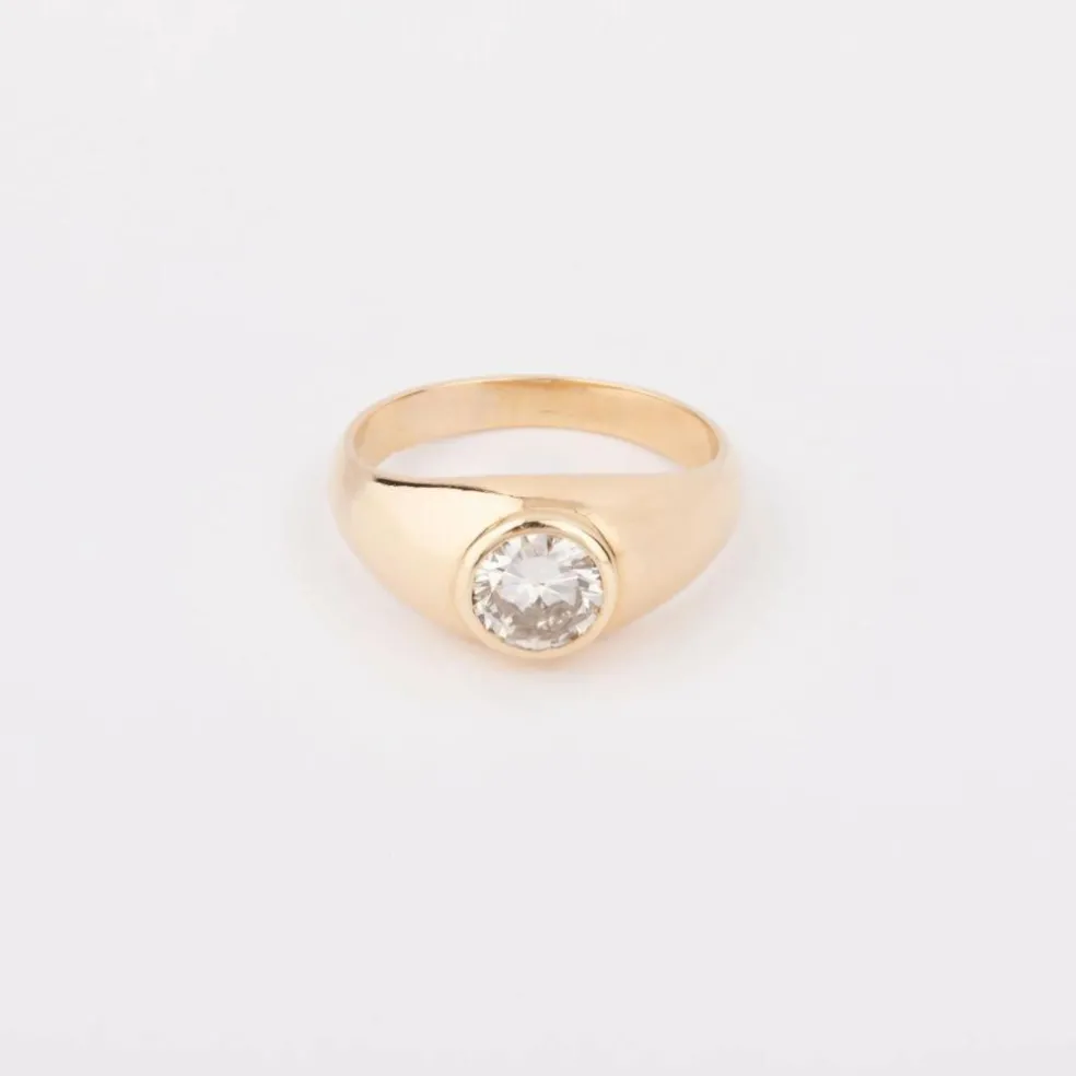 Bague solitaire diamant or jaune