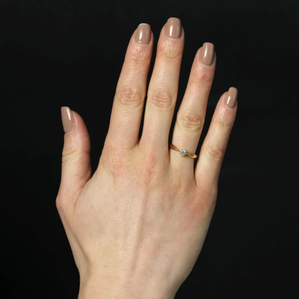 Bague solitaire diamant or jaune