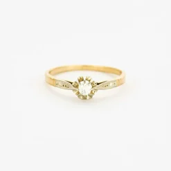 Bague solitaire diamant or jaune et blanc