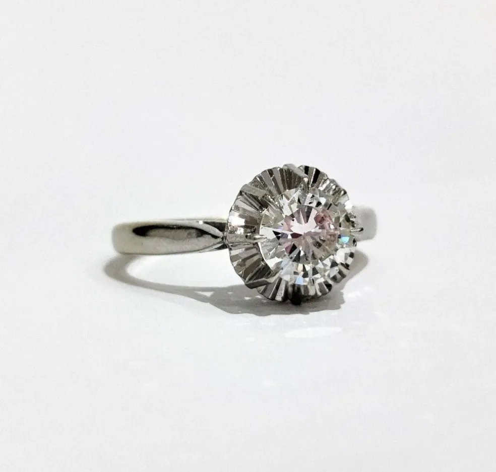 Bague solitaire diamant or blanc