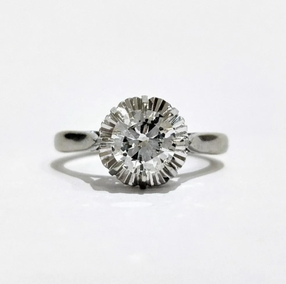 Bague solitaire diamant or blanc