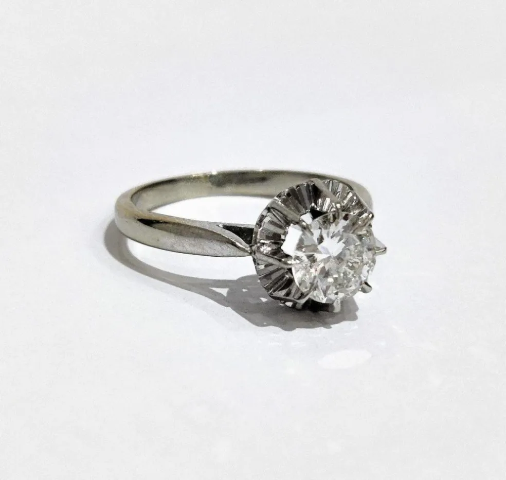 Bague solitaire diamant or blanc