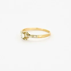 Bague solitaire diamant or jaune et blanc
