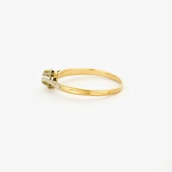 Bague solitaire diamant or jaune et blanc