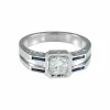 Bague Solitaire Diamant Saphirs
