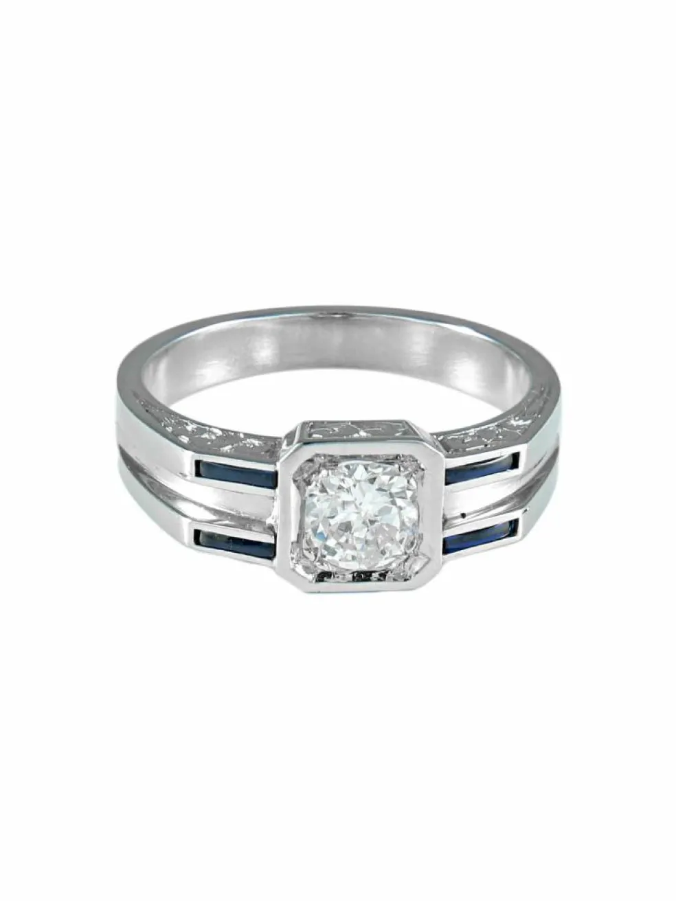 Bague Solitaire Diamant Saphirs